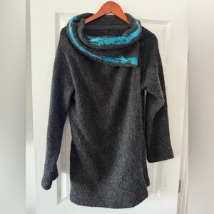 Icelandic Wool Sweater with Teal Accents